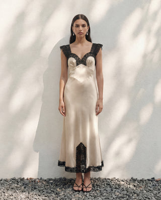 The Romy bias cut silk dress - Truffle S The Romy bias cut silk dress - Truffle S